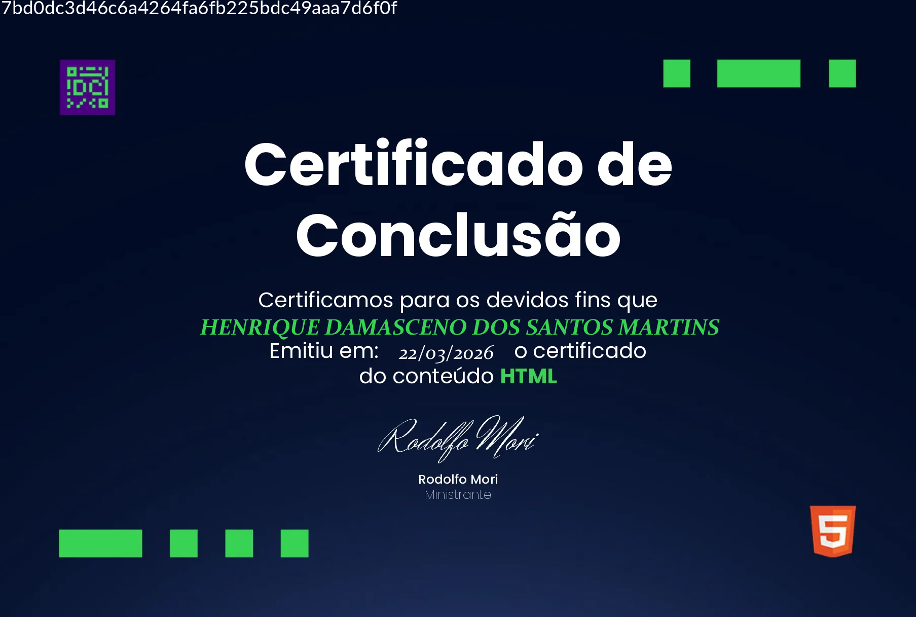Certificado HTML de Henrique Martins